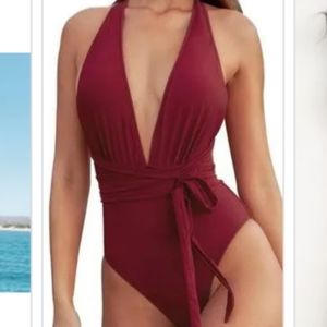 Cupshe Red wrap around bathing suit swimming swimsuit swimwear size medium nwt